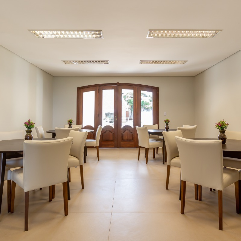 Sala de refeições no Alegro Residencial Sênior – cliente da Gero360 em Campinas
