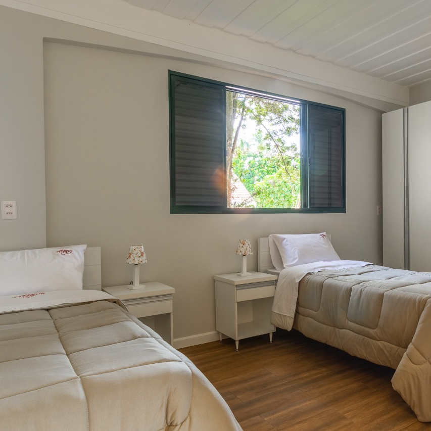 Quarto duplo no Alegro Residencial Sênior – cliente da Gero360 em Campinas