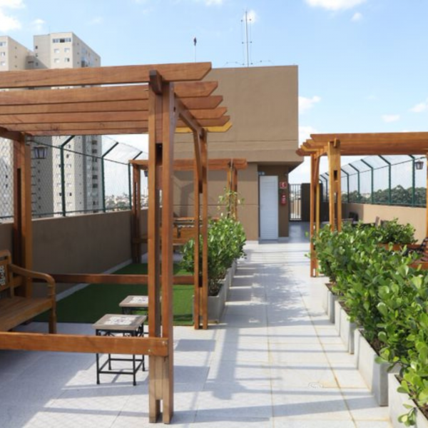 Imagem de jardim no terraço do Lux Residence Senior